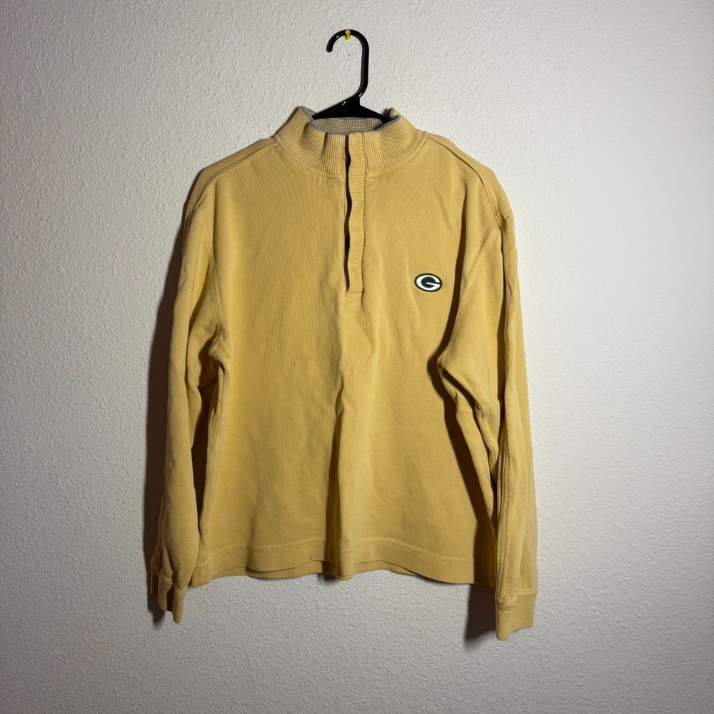 Cutter & Buck Green Bay Packers Shirt Mens Medium Yellow 1/4 Snap Pullover